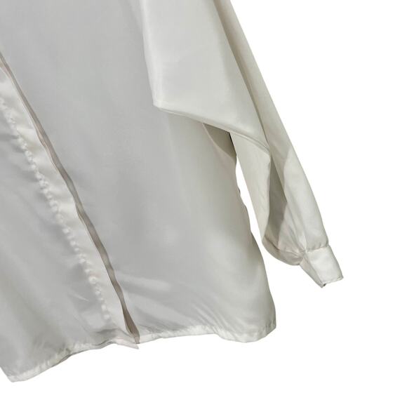 Vintage 90s English Rose White semi-sheer collared Button-Up Top with Lace Trim - Picture 2 of 7